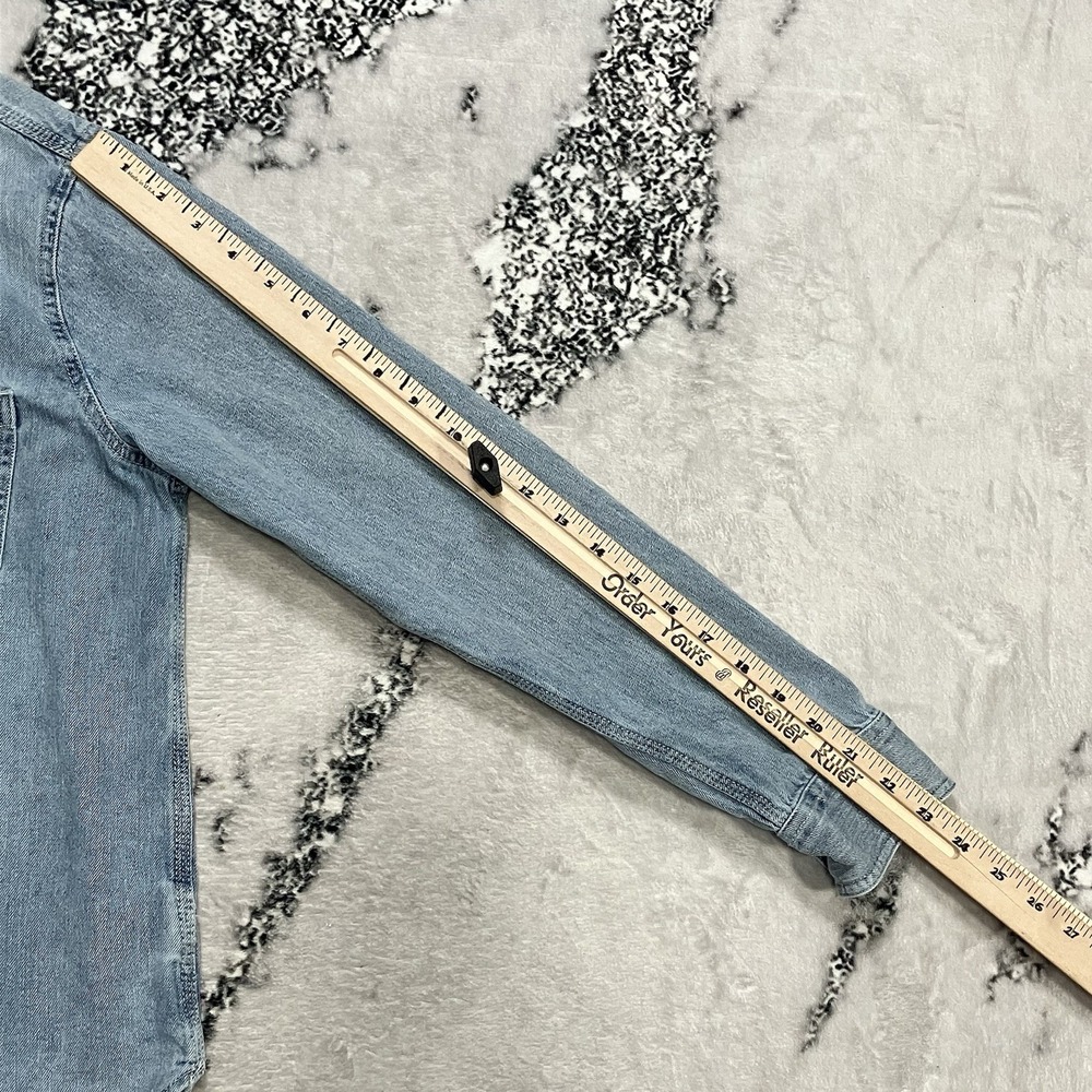 Quince Chambray Distressed Denim Button Down Shirt Womens Size Medium Capsule - Picture 3 of 8